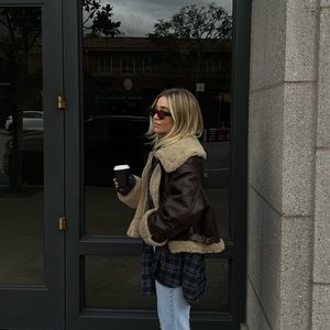 ZARA | faux suede shearling jacket